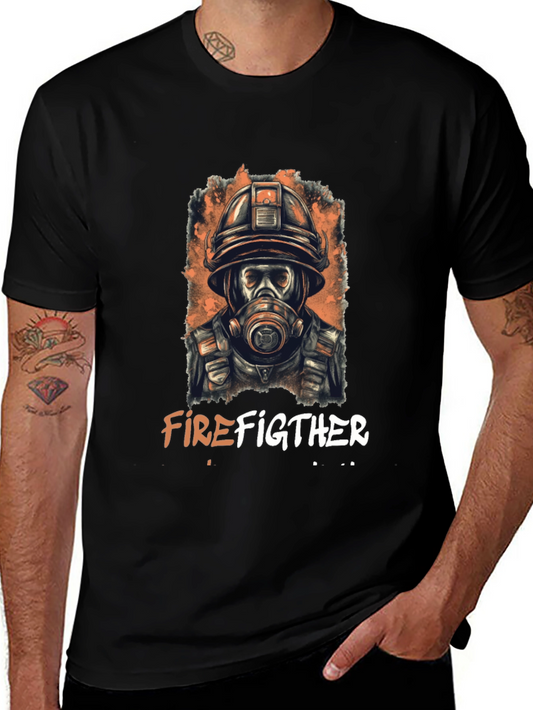 Firefighter Graphic Print T-Shirt - Bold Design
