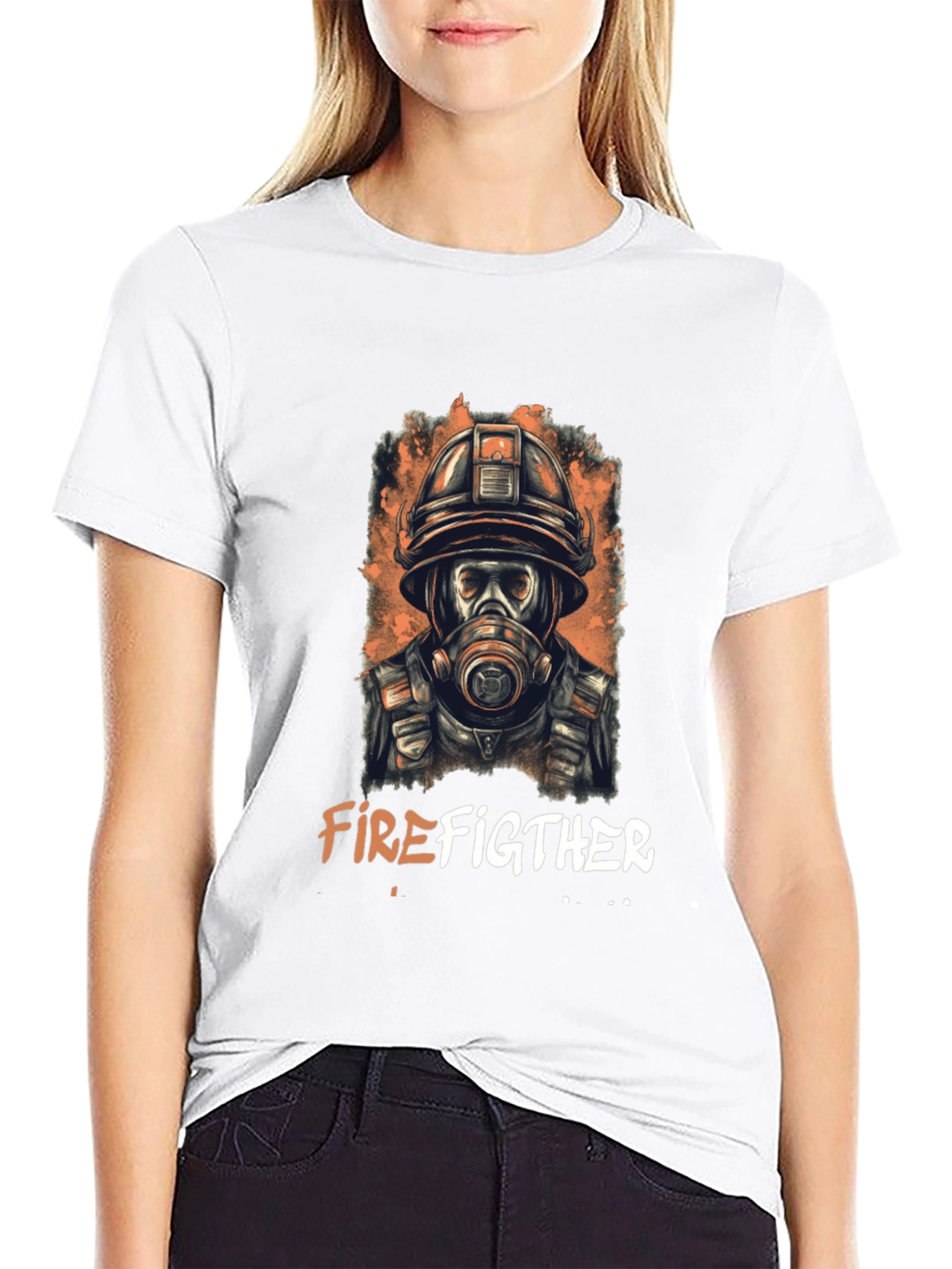 Firefighter Graphic Print T-Shirt - Bold Design