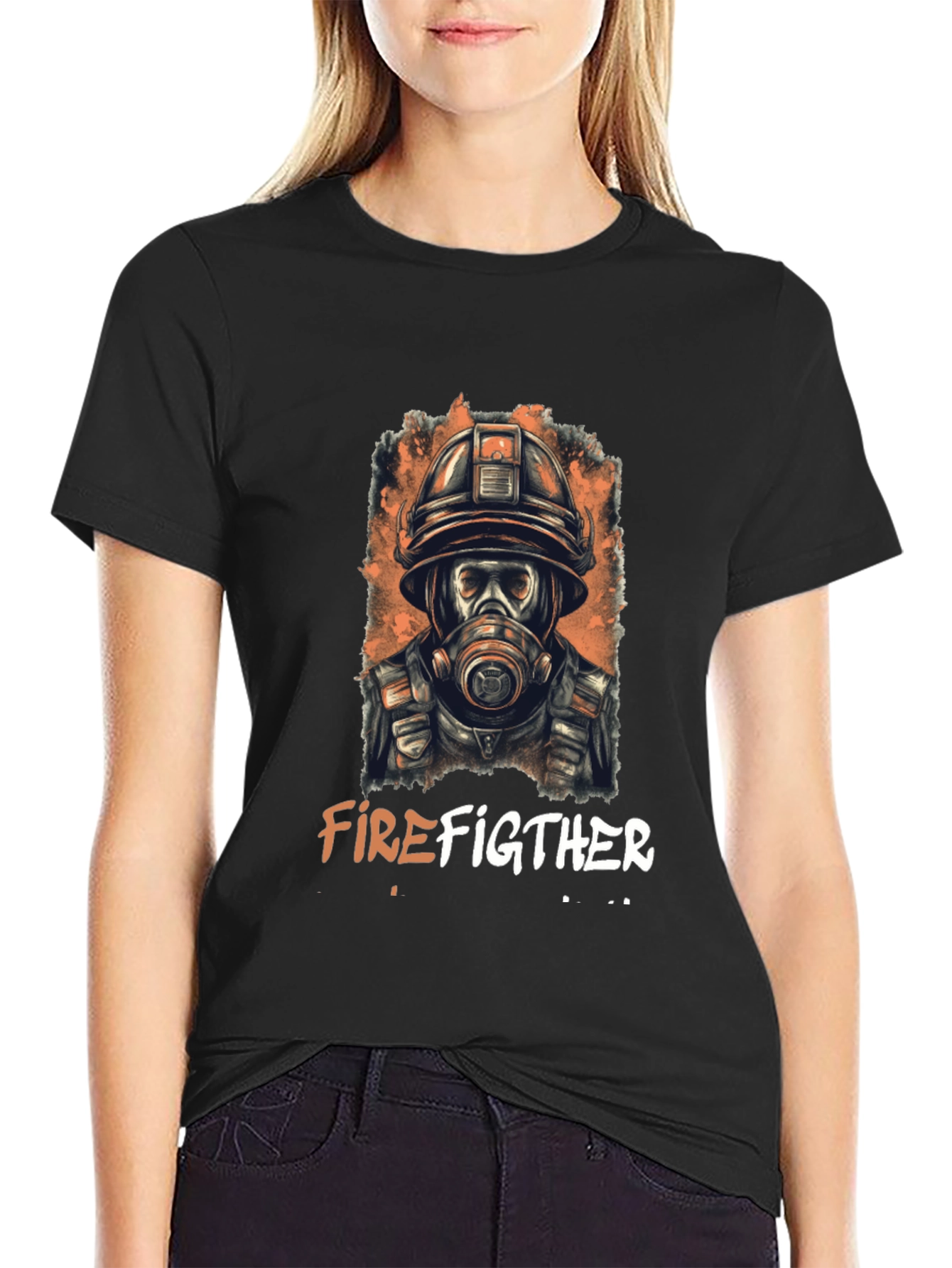 Firefighter Graphic Print T-Shirt - Bold Design