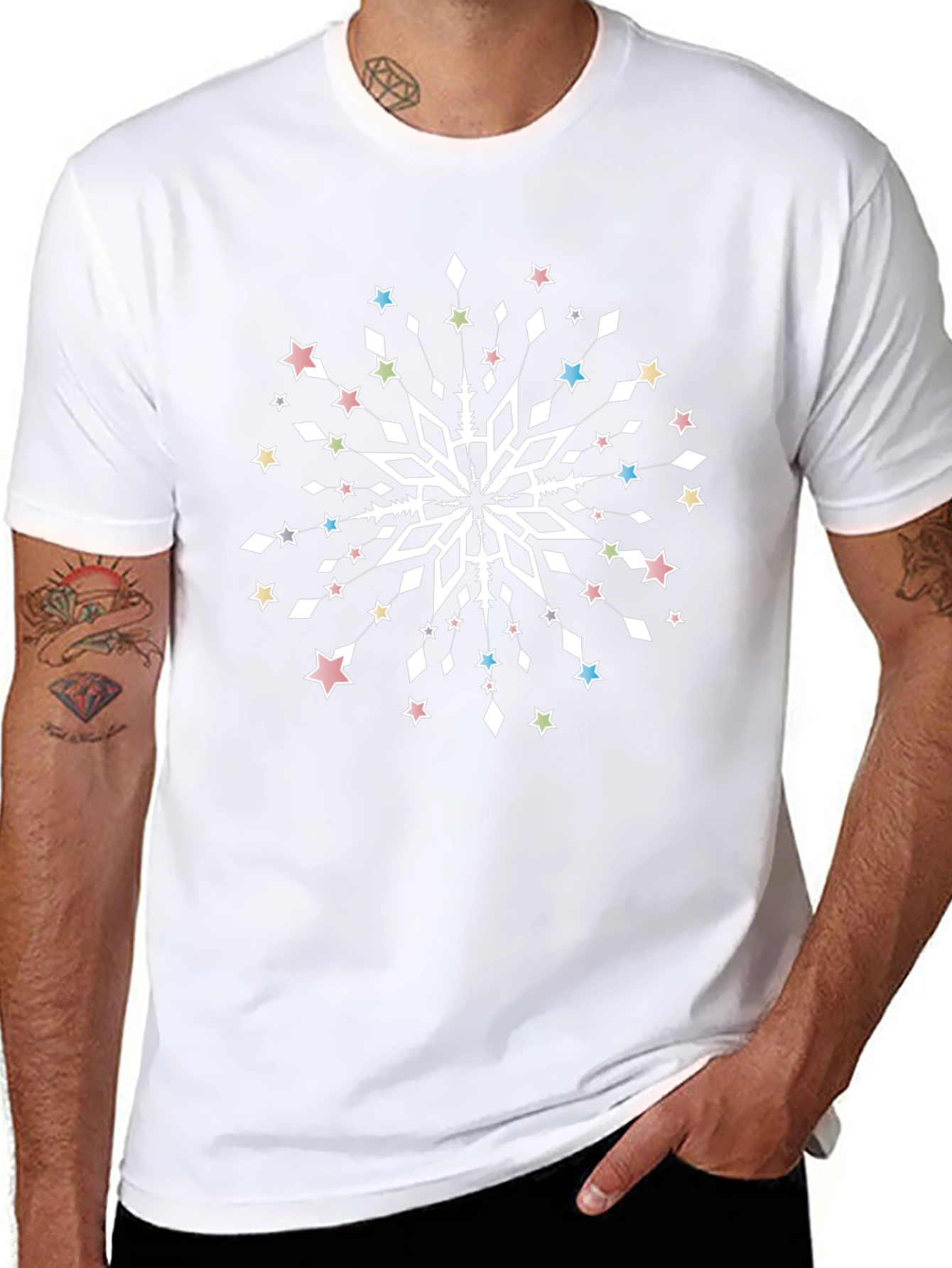 Festive Snowflake Graphic Tee - Unisex Black T-Shirt