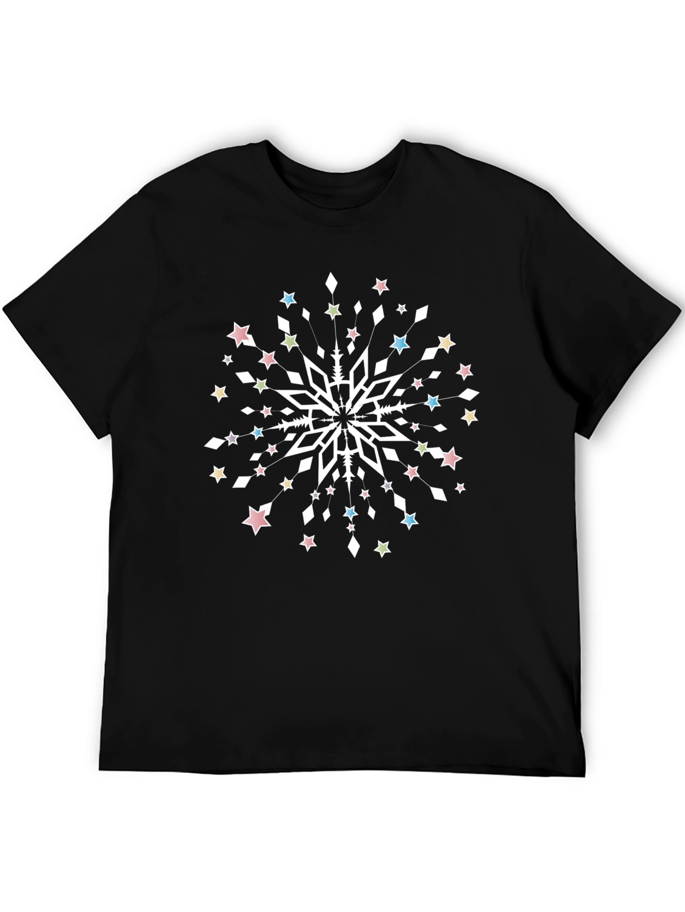 Festive Snowflake Graphic Tee - Unisex Black T-Shirt
