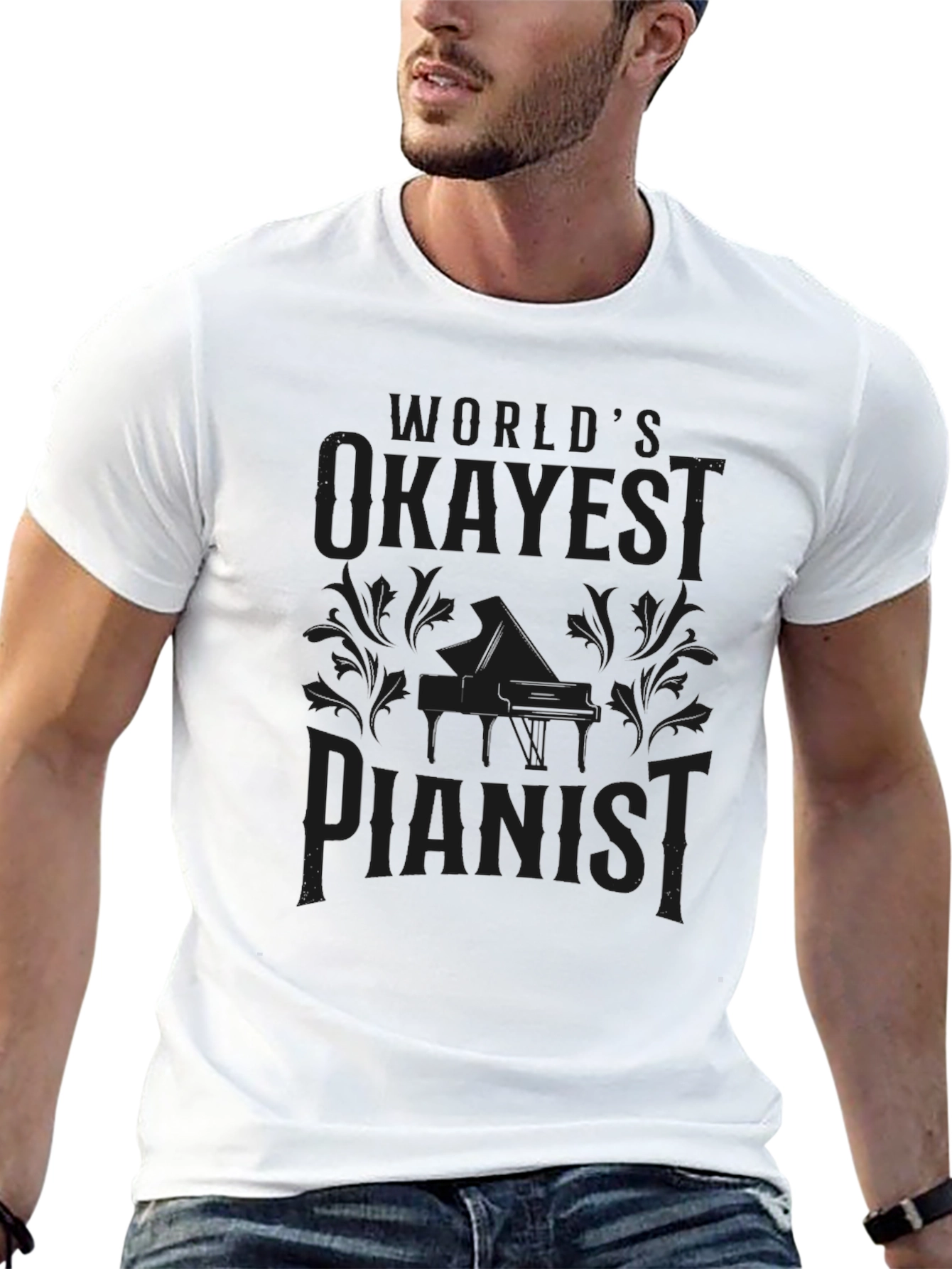 Worlds Okayest Pianist Black Graphic Tee