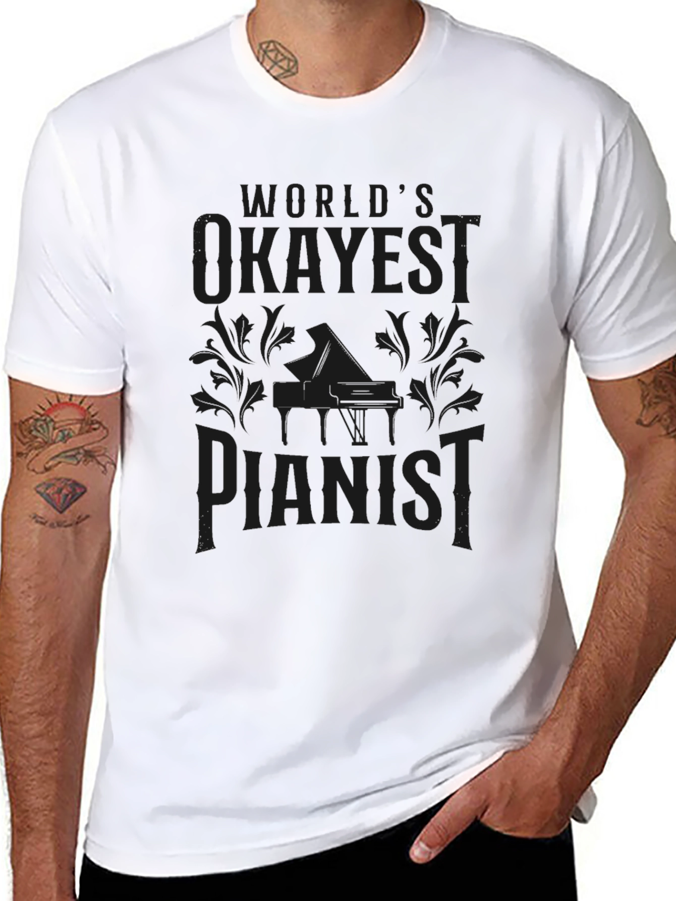 Worlds Okayest Pianist Black Graphic Tee