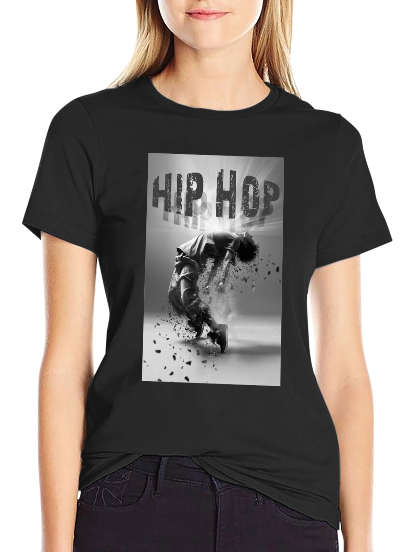 Hip Hop Dance Graphic Black T-Shirt