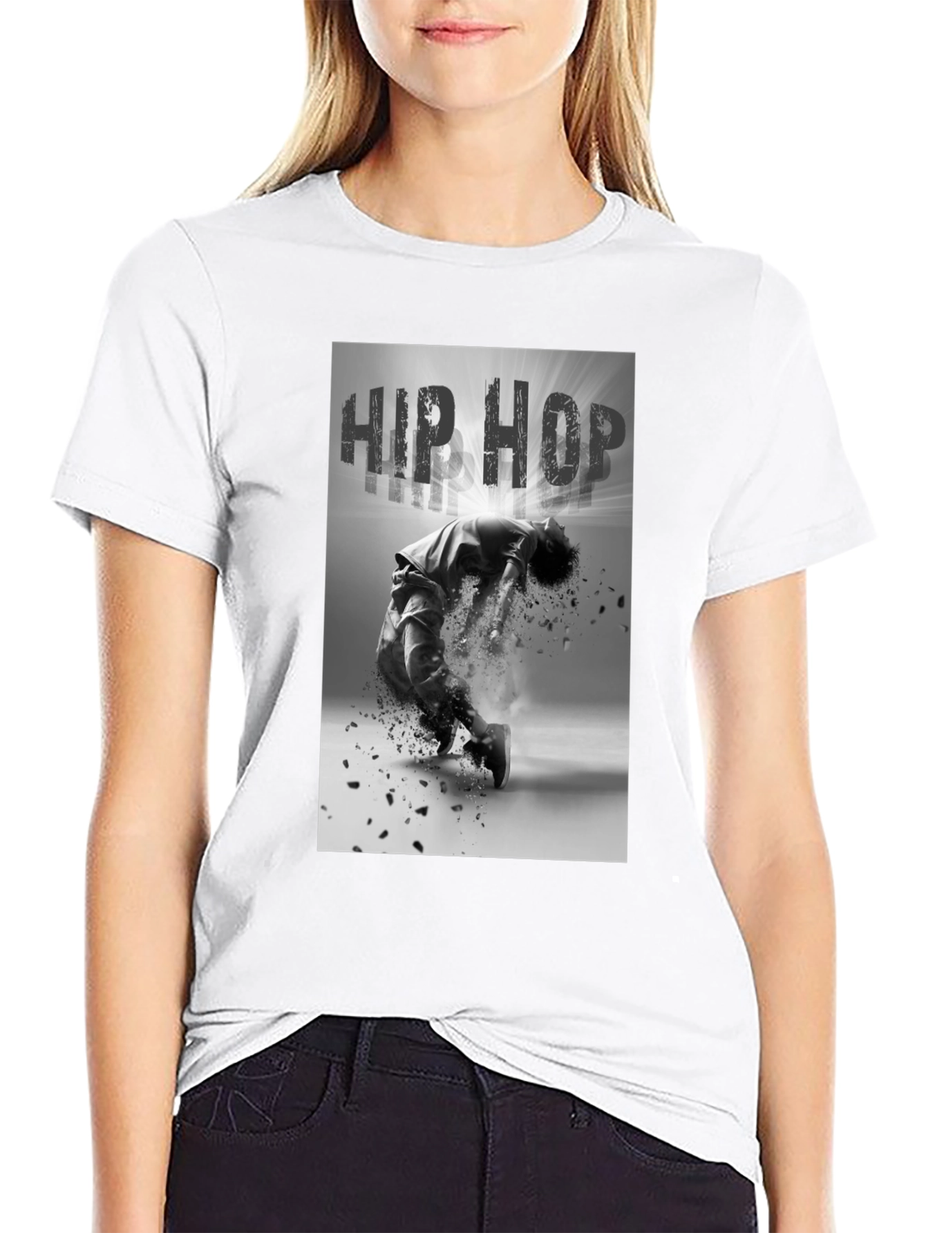 Hip Hop Dance Graphic Black T-Shirt