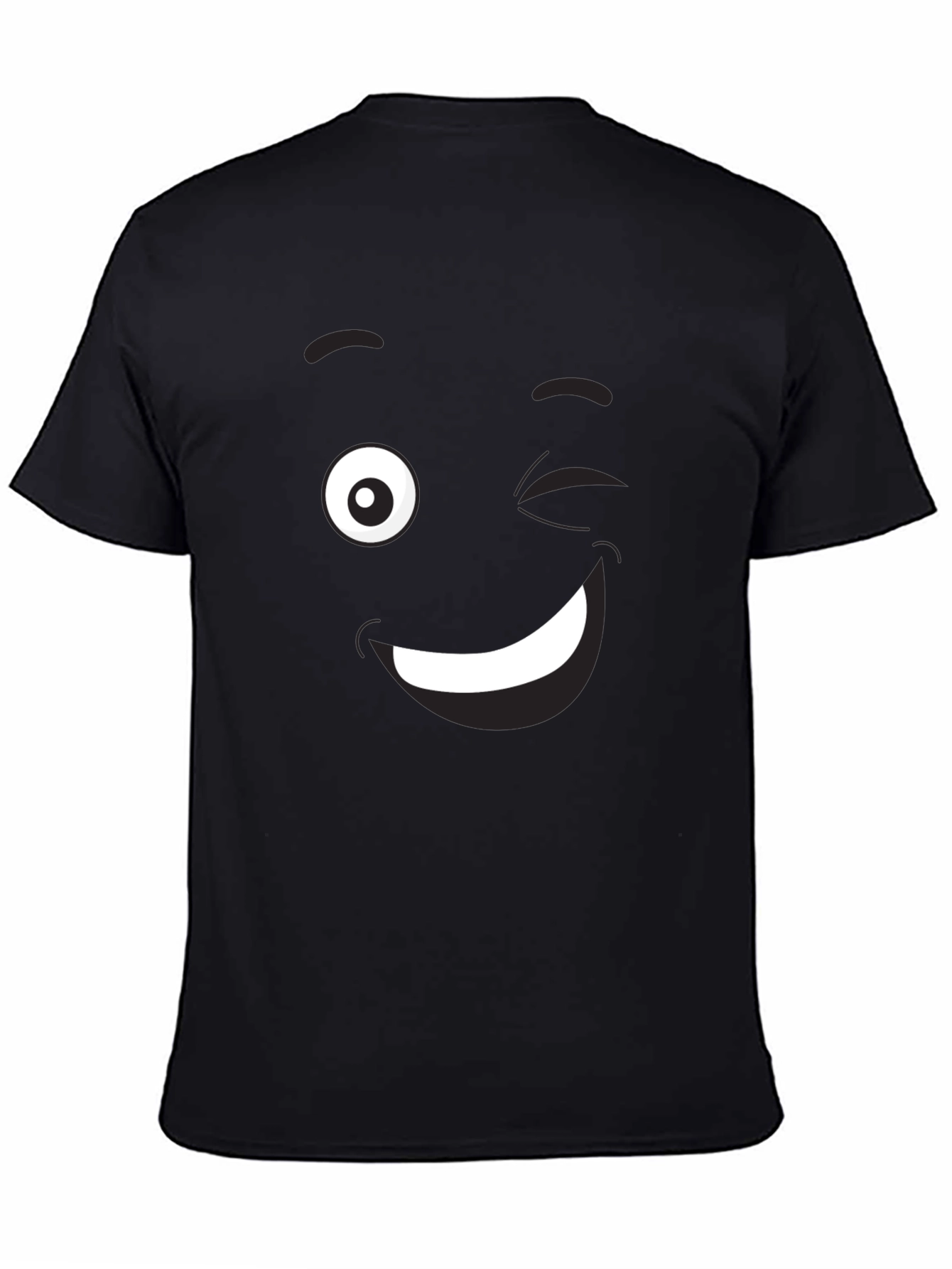 Winking Emoji Graphic Black T-Shirt