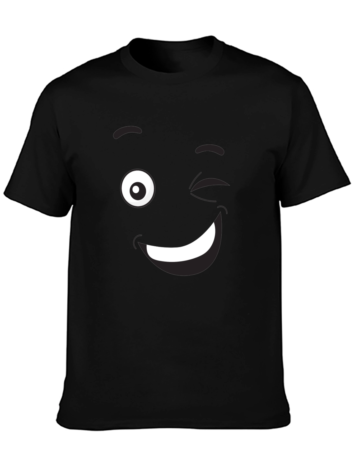 Winking Emoji Graphic Black T-Shirt