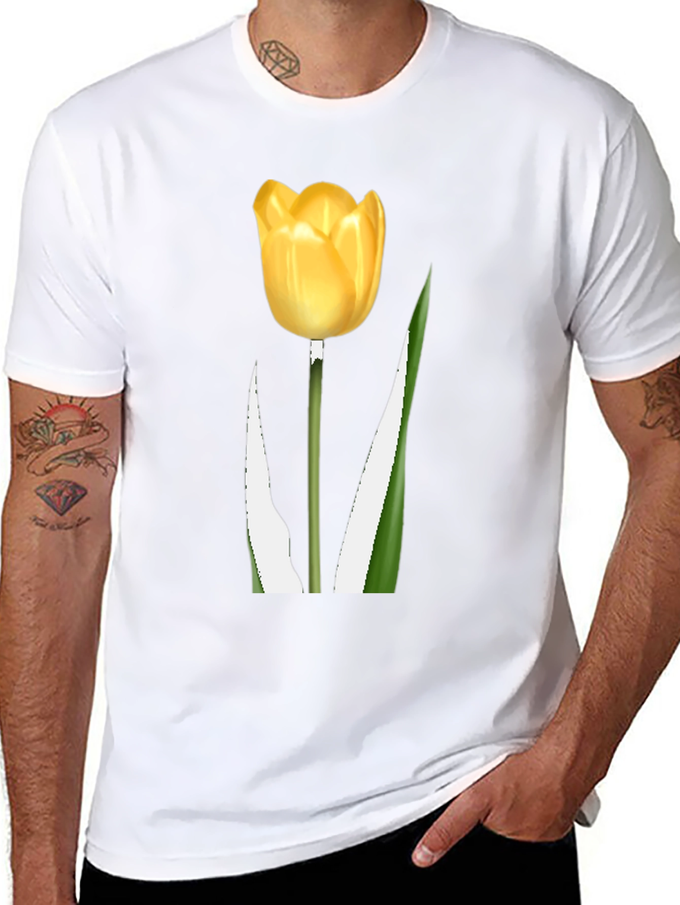 Tulip Graphic Tee - Black Cotton Blend