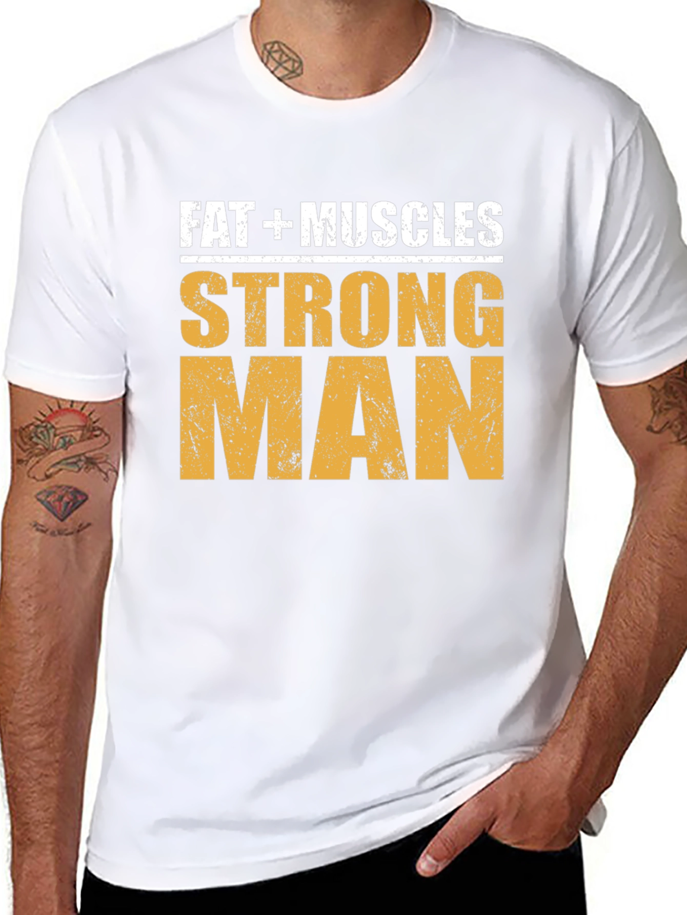 Fat + Muscles Strong Man Graphic T-Shirt
