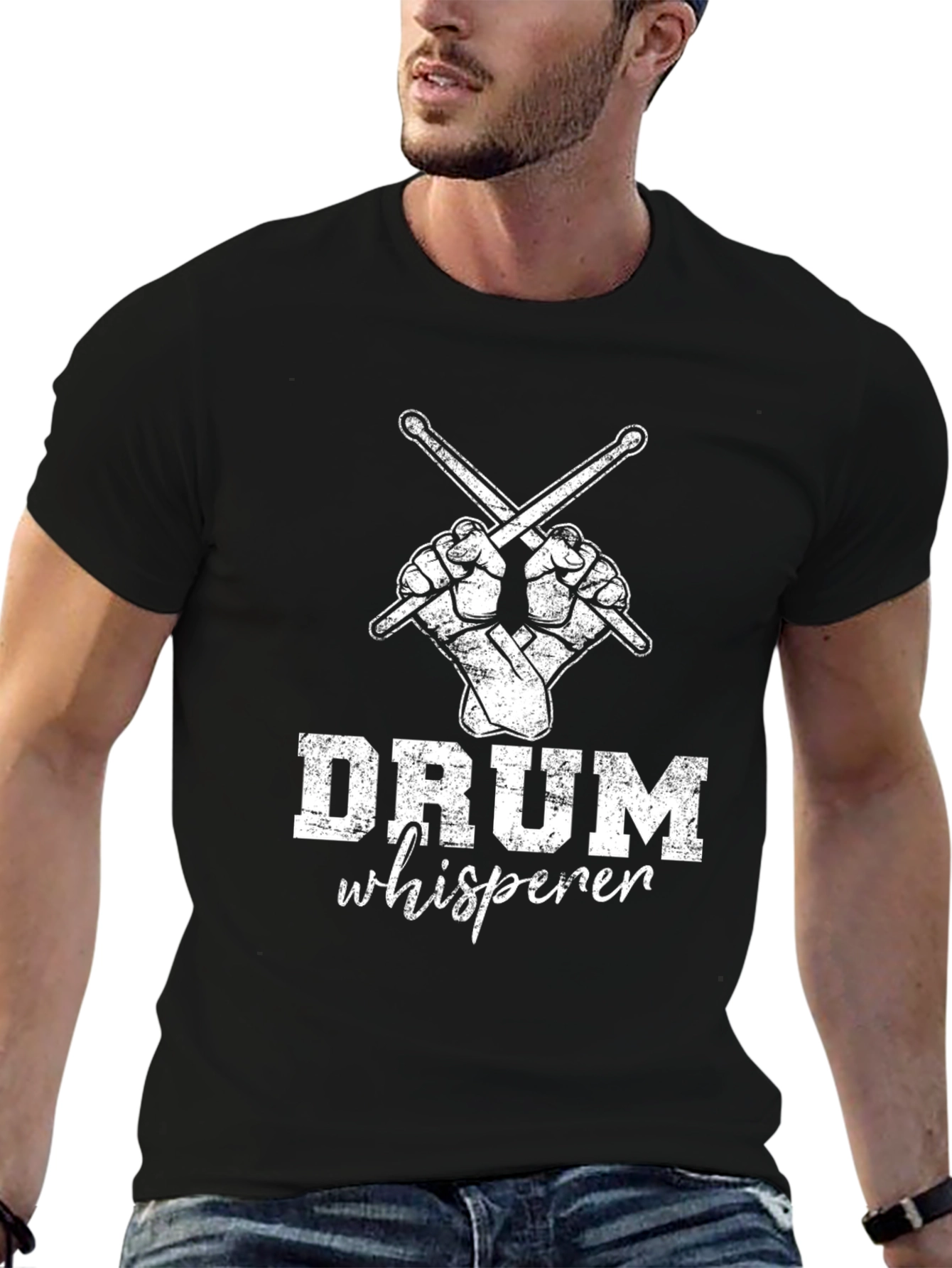 Drum Whisperer Graphic Tee - Black Cotton Shirt