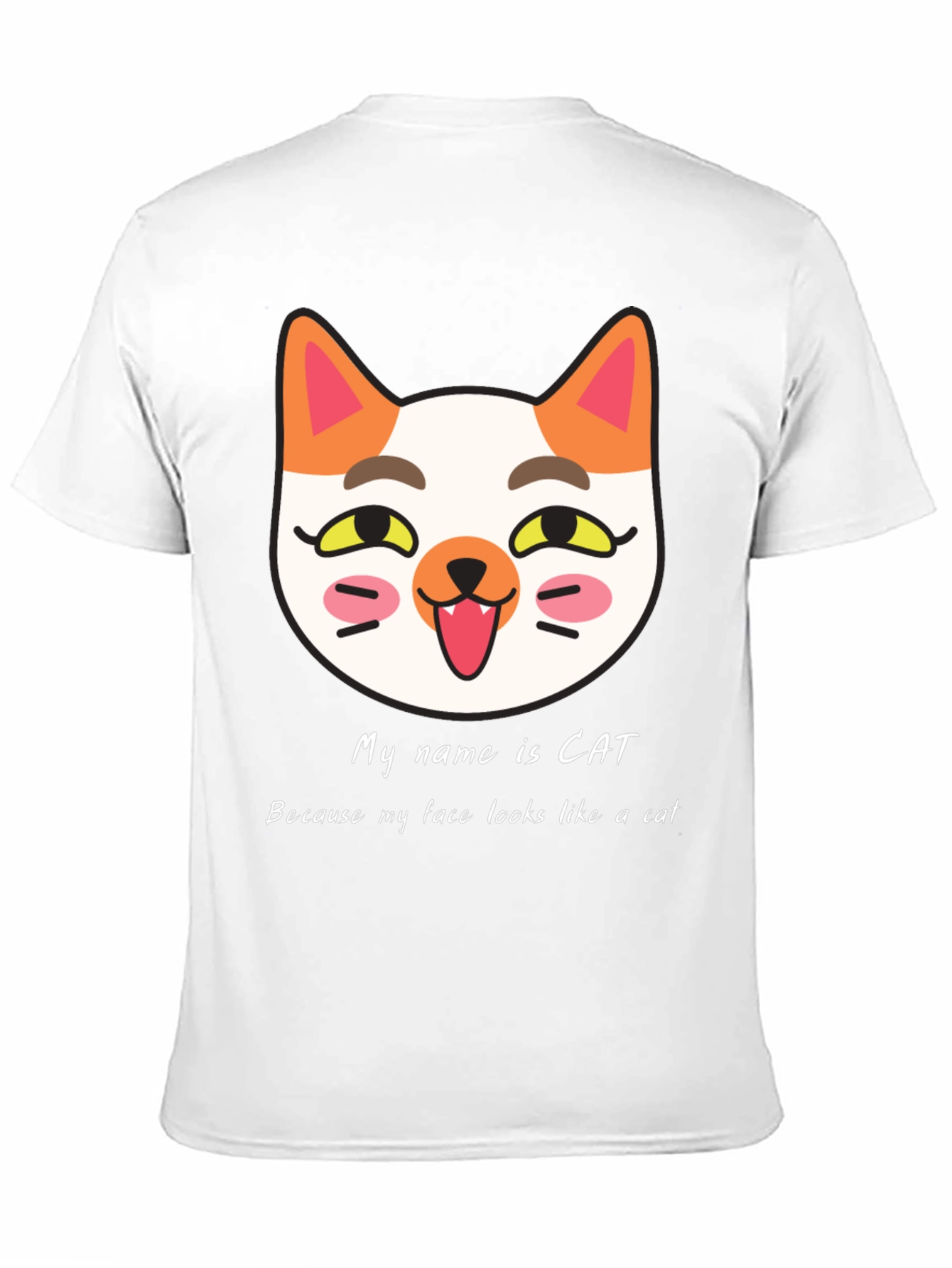 Cat Face Graphic Black T-Shirt: My Name is Cat!