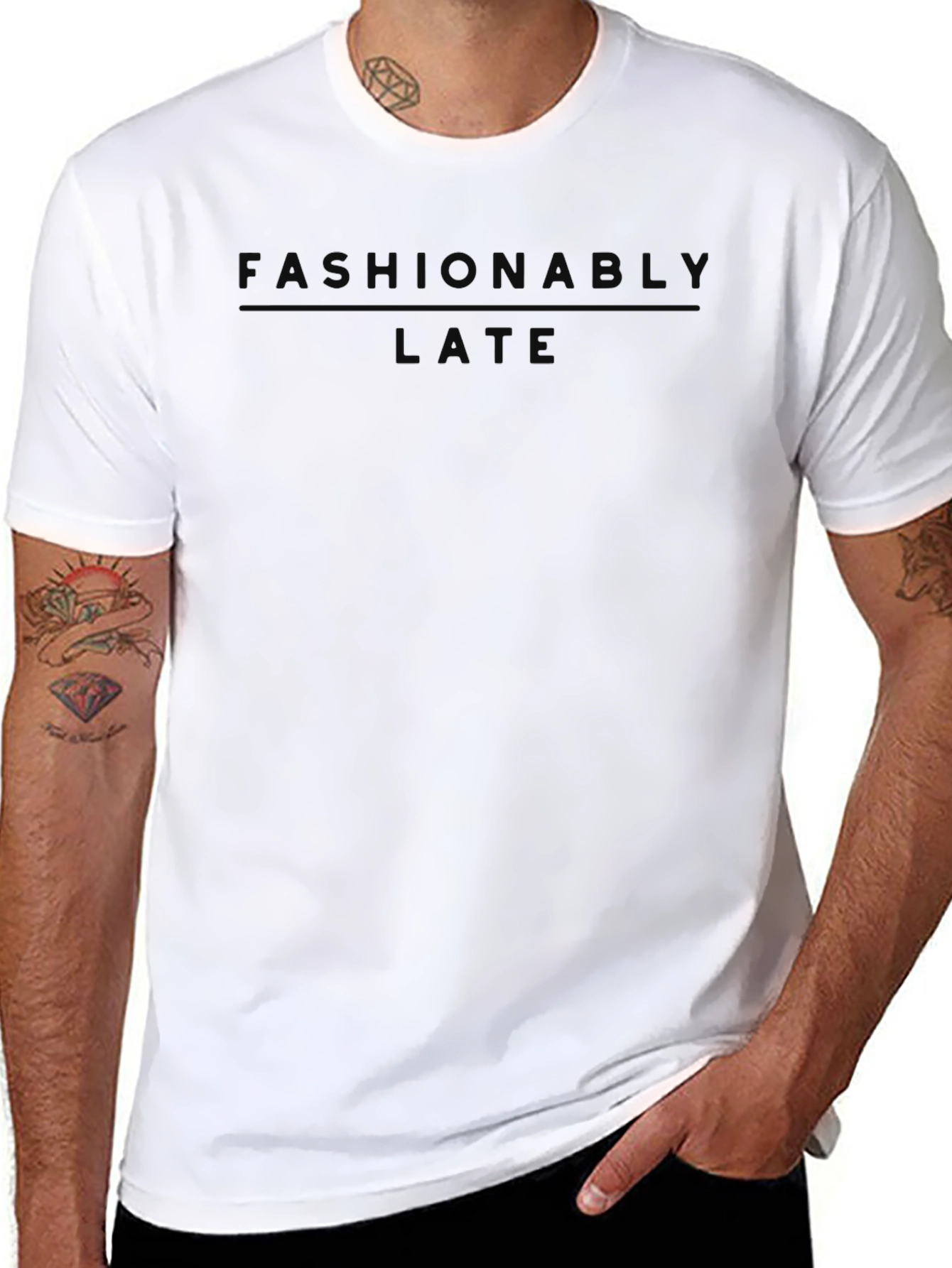 Fashionably Late Graphic Tee - Stylish Black T-Shirt