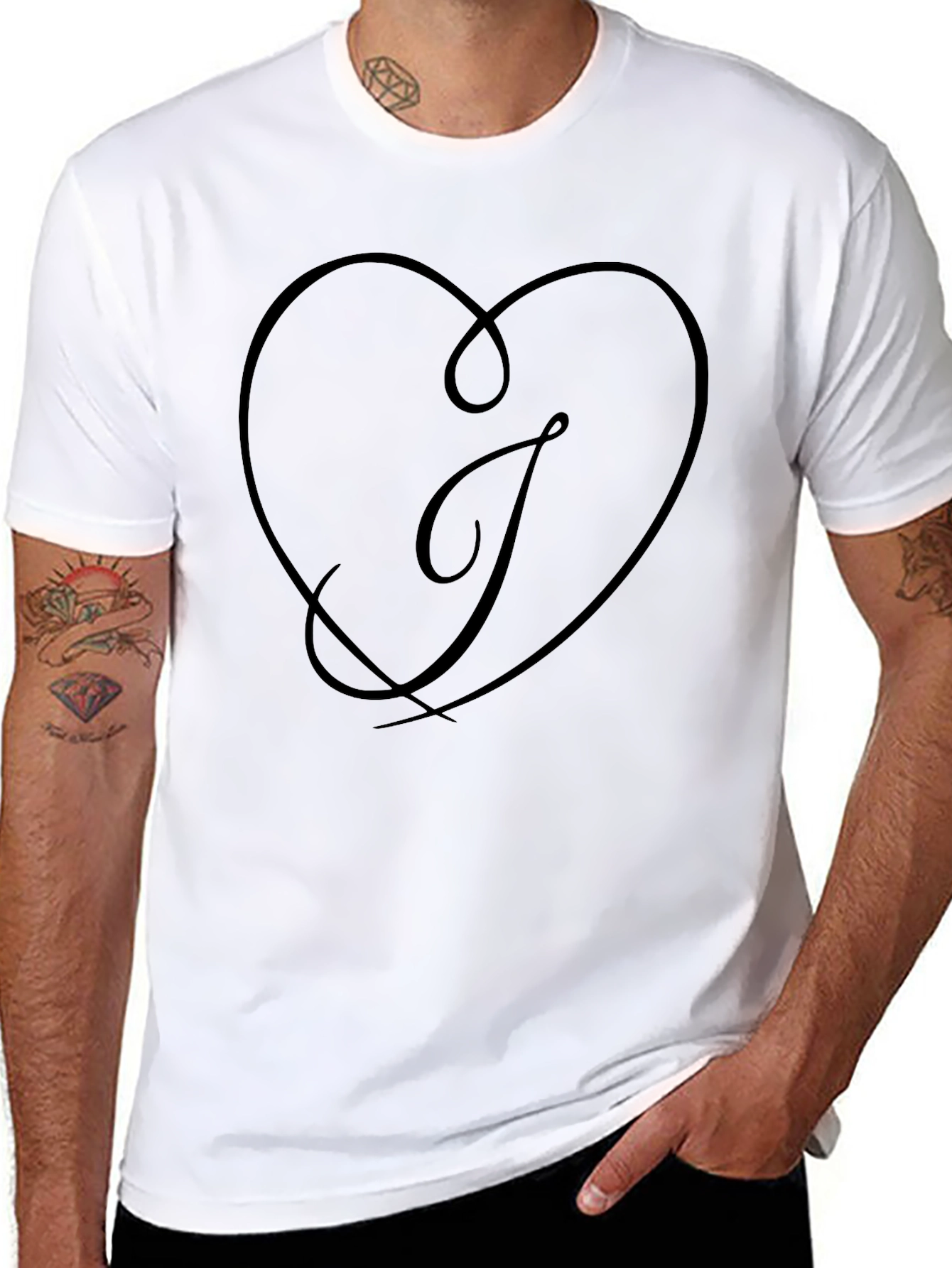 Heart Letter T Black T-Shirt - Stylish Casual Wear