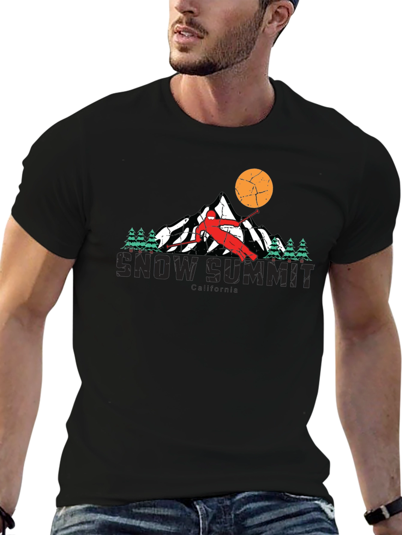 Snow Summit Graphic T-Shirt - Black Ski Design