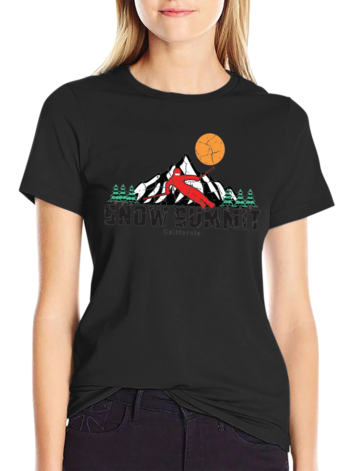 Snow Summit Graphic T-Shirt - Black Ski Design