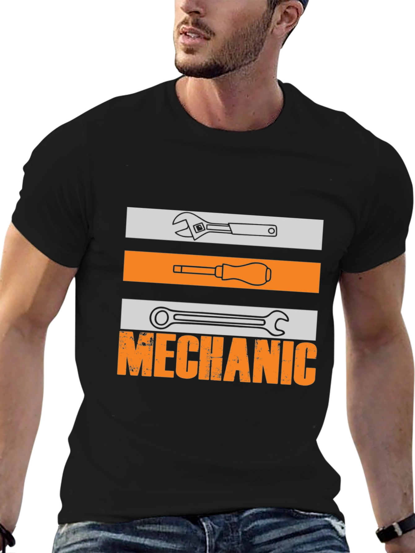 Mechanic Tools Graphic T-Shirt - Black