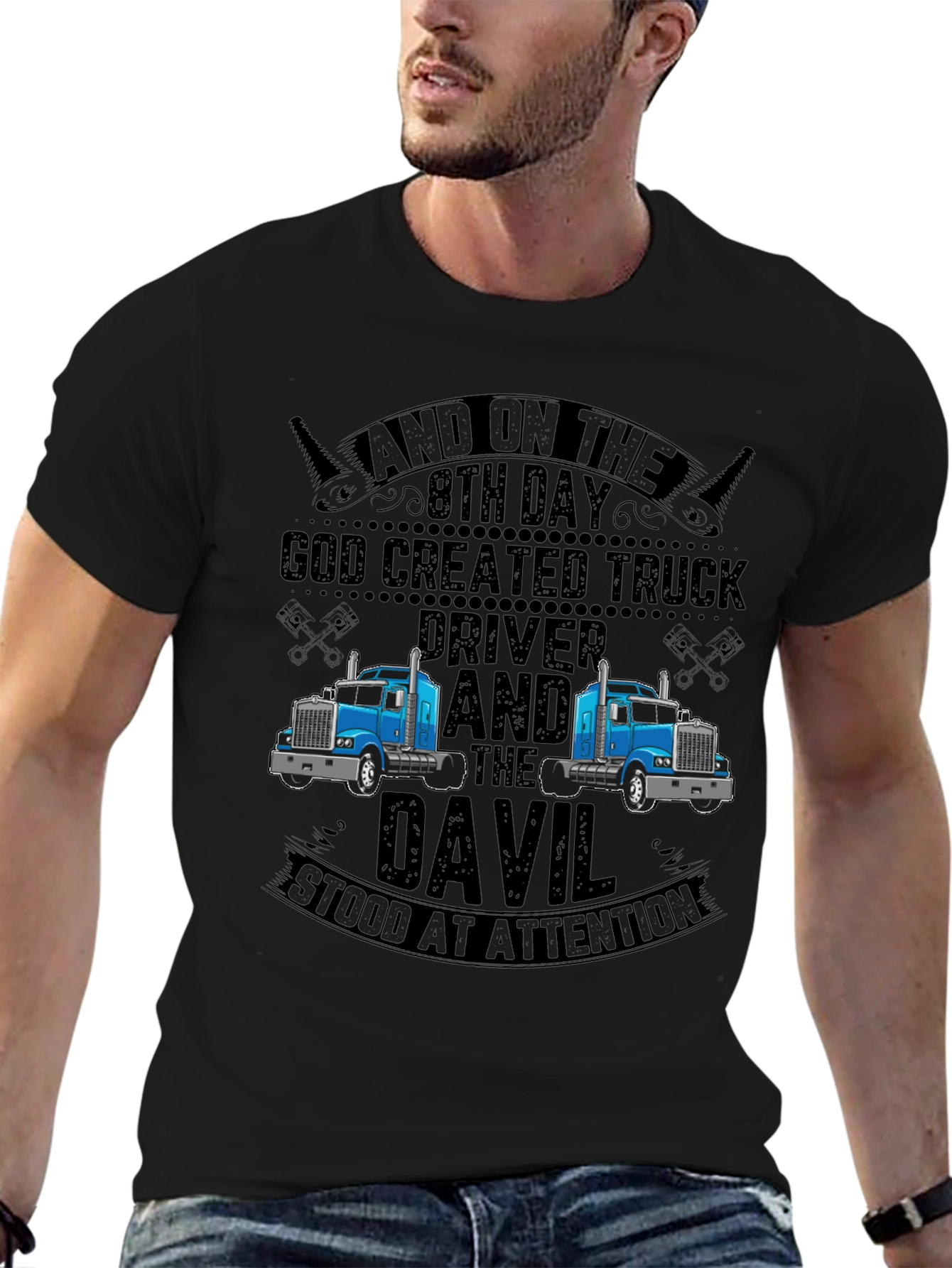 Truck Driver T-Shirt: God Created Truck Driver Design