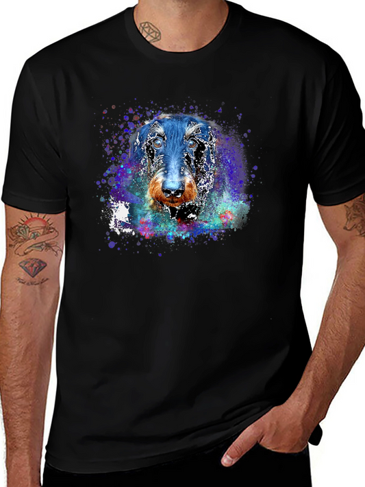 Dachshund Dog Watercolor Art Black T-Shirt
