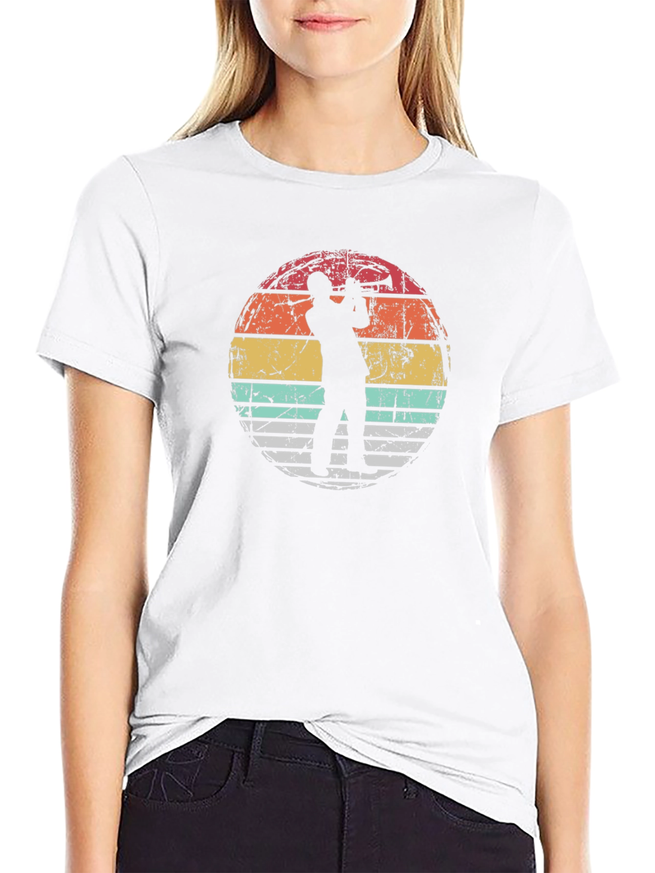 Retro Trumpet Player Graphic Tee - Black Cotton T-Shirt
