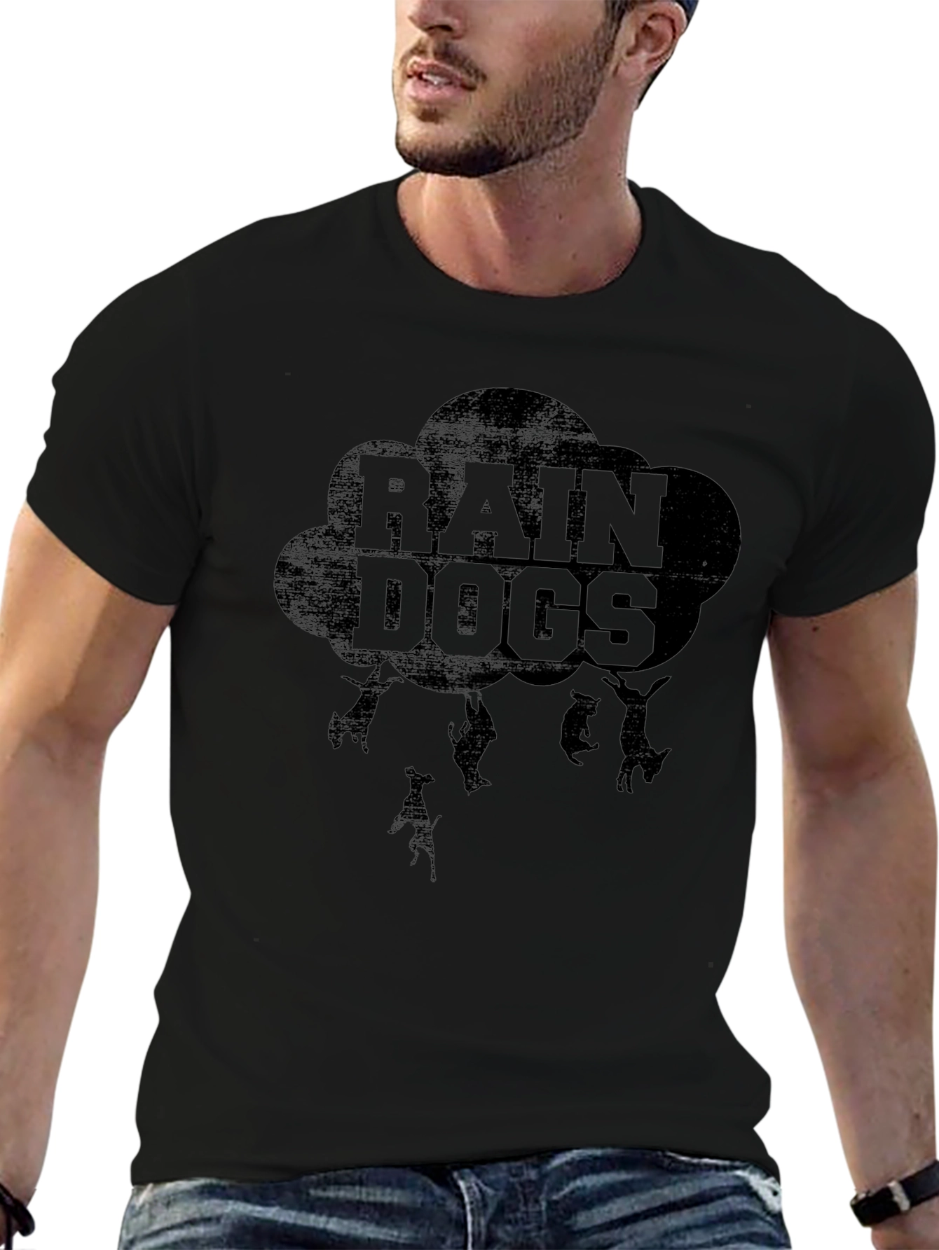 Rain Dogs Graphic Tee - Black Cotton T-Shirt