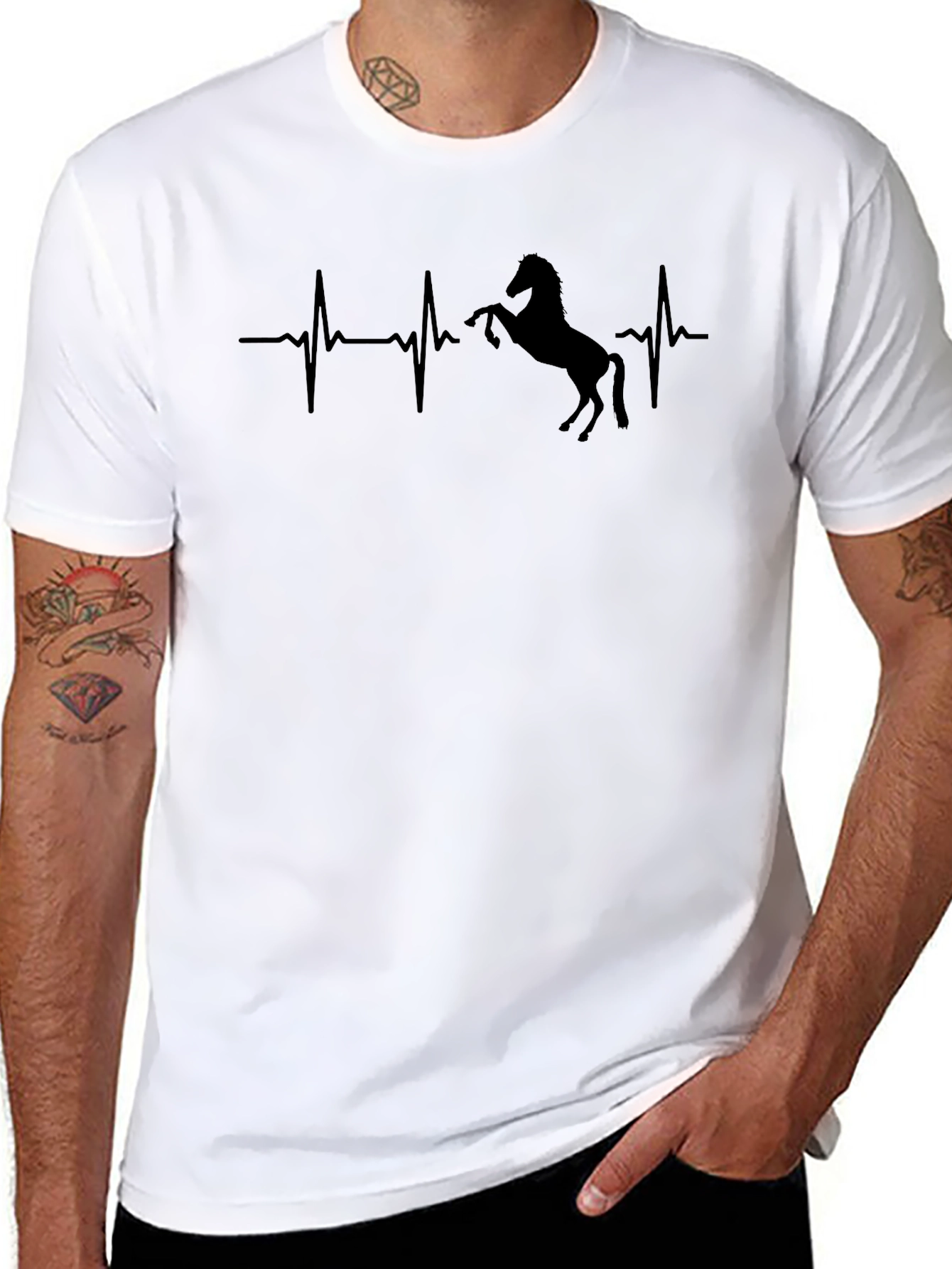 Horse Heartbeat Graphic Tee - Black