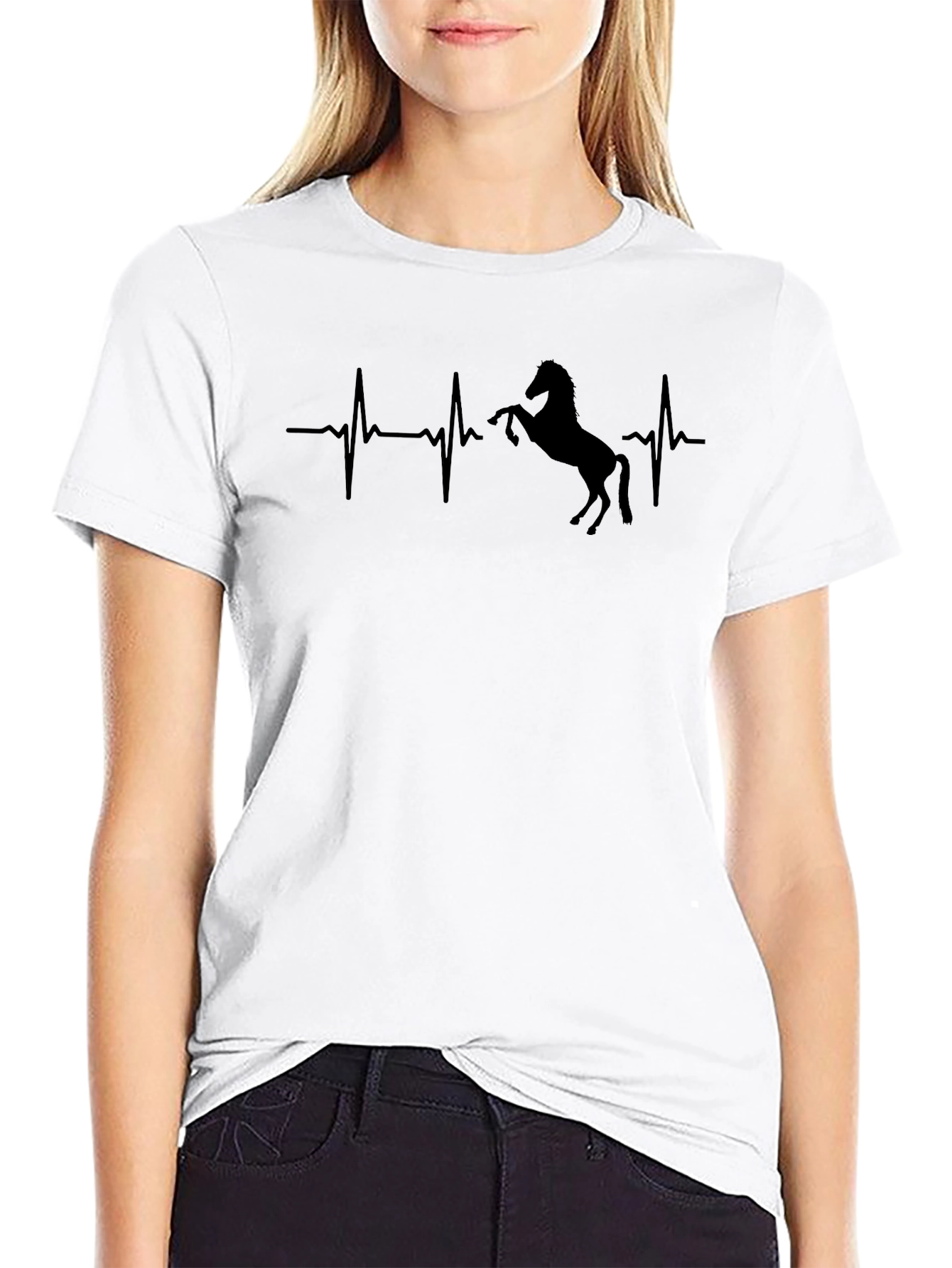 Horse Heartbeat Graphic Tee - Black