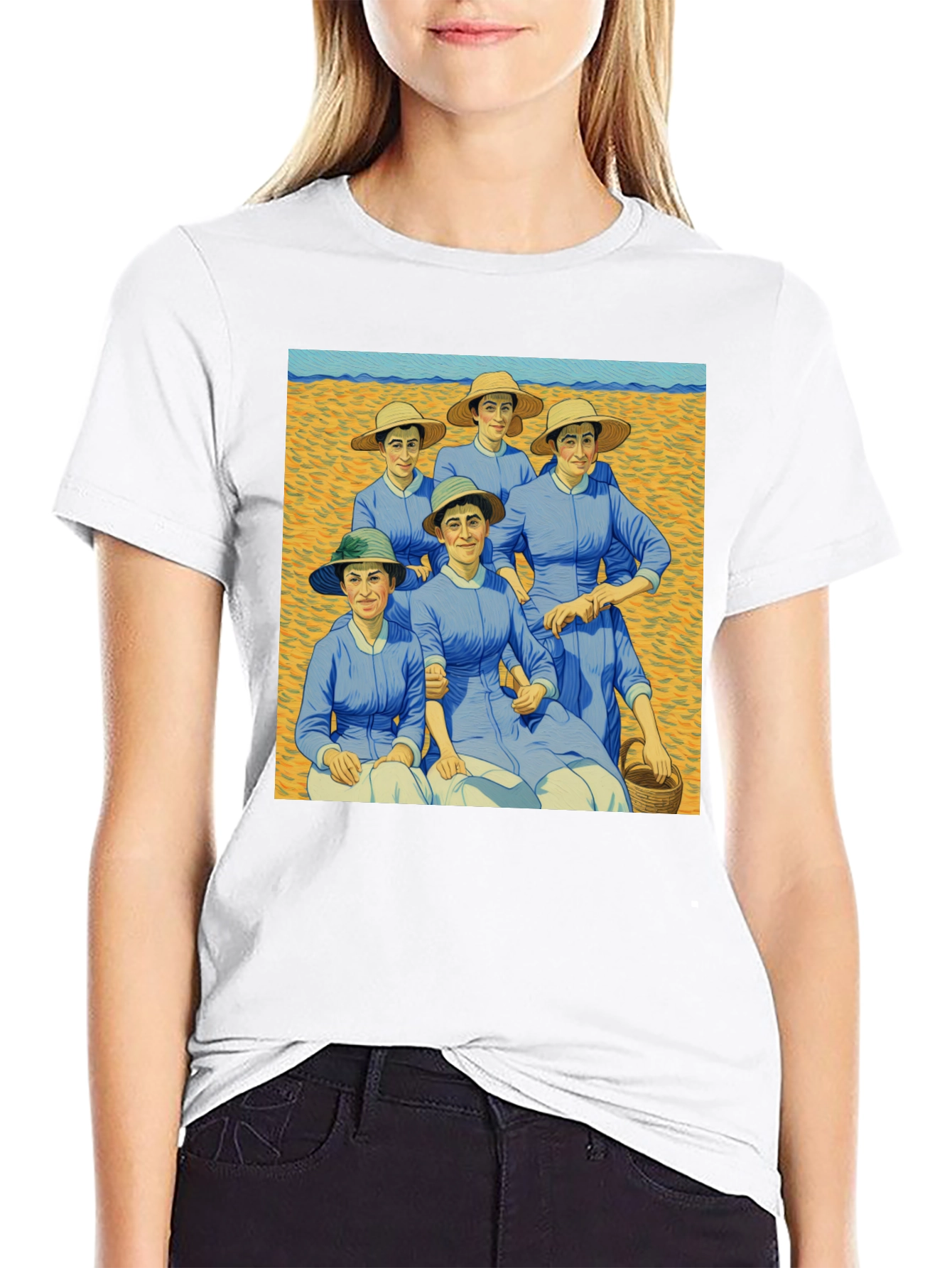Artistic Graphic Tee - Women on the Beach