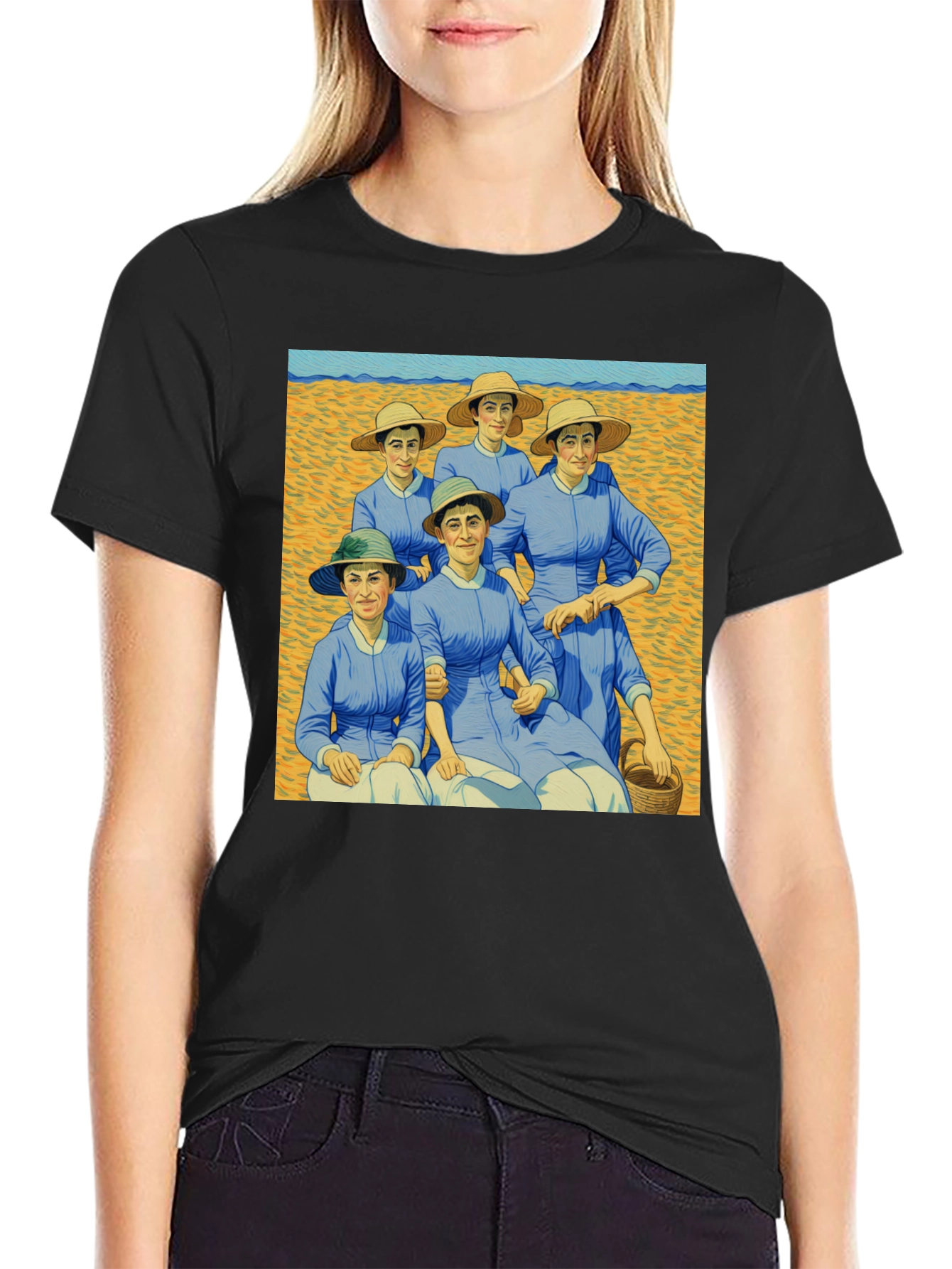 Artistic Graphic Tee - Women on the Beach