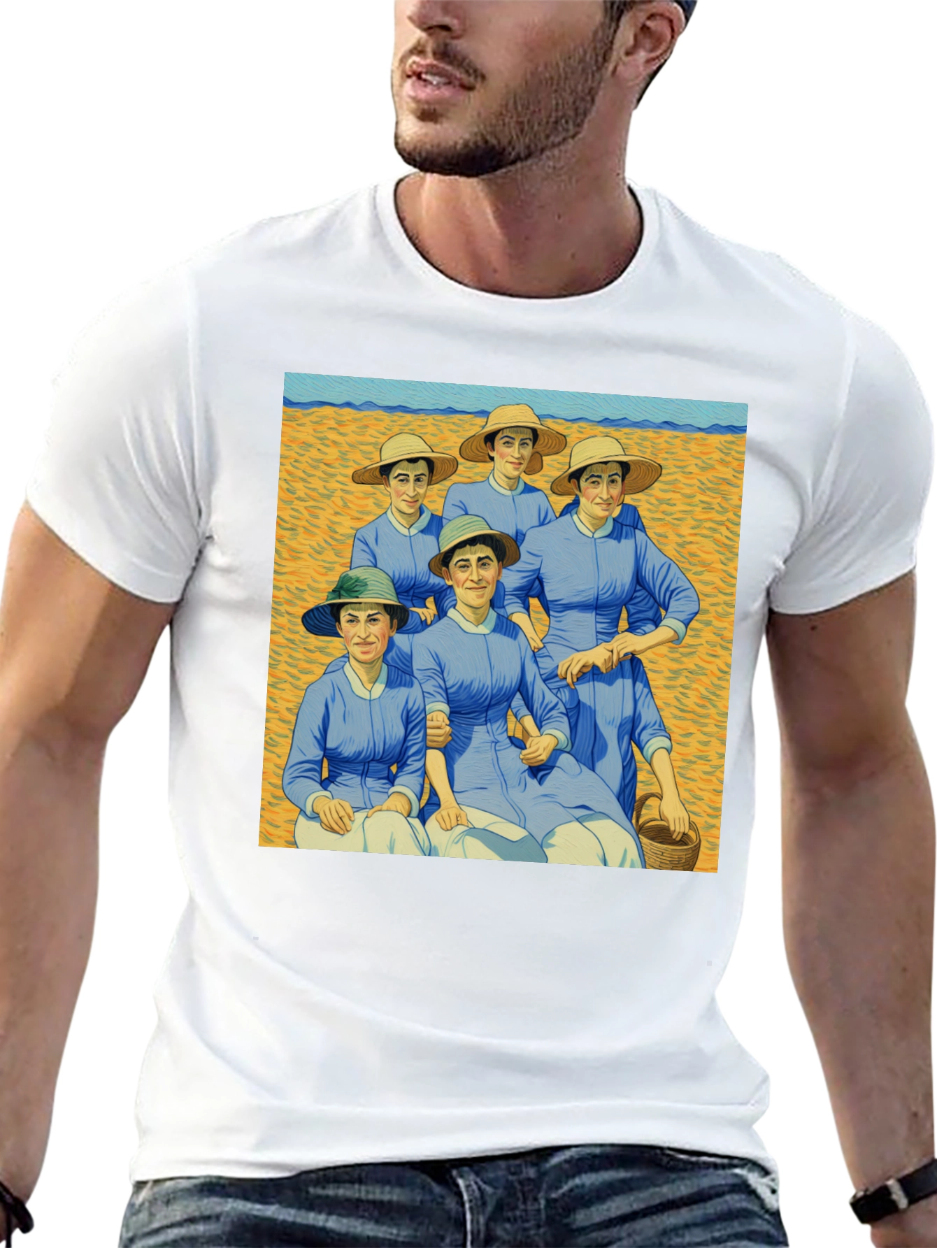 Artistic Graphic Tee - Women on the Beach