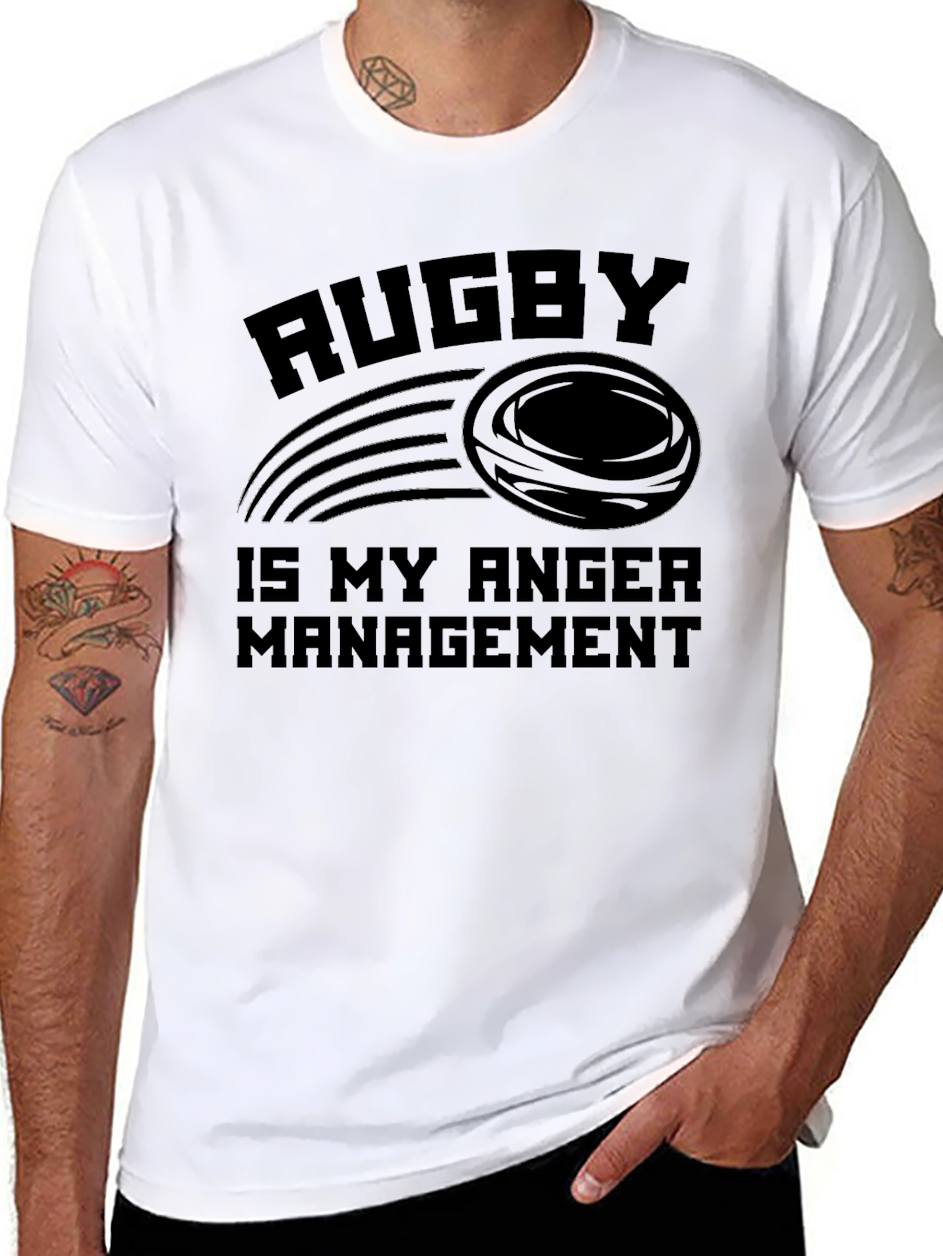 Rugby is My Anger Management Black T-Shirt