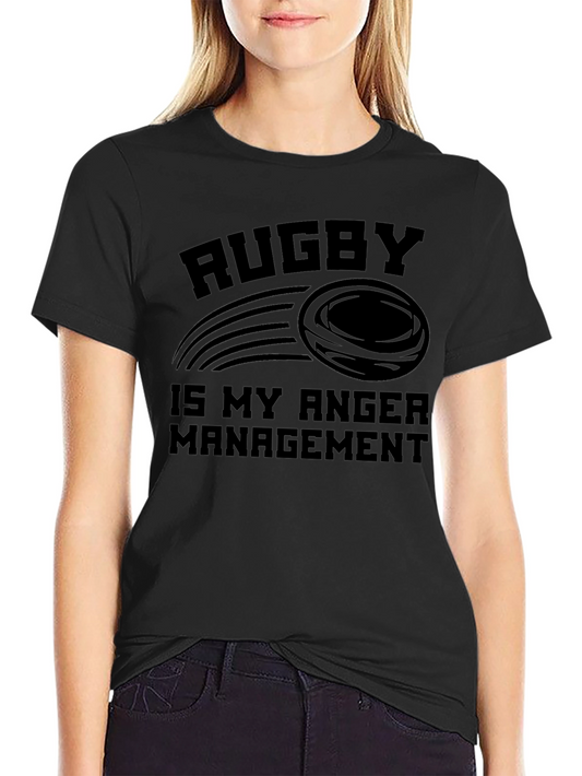 Rugby is My Anger Management Black T-Shirt