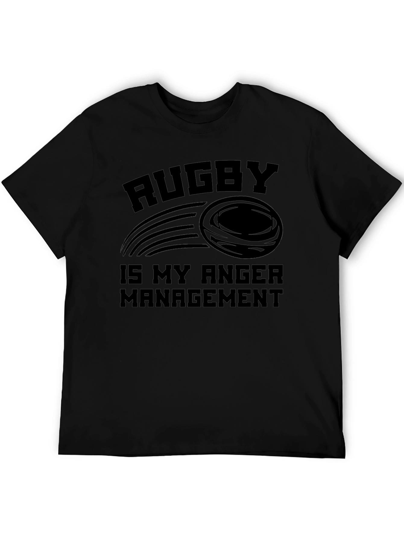 Rugby is My Anger Management Black T-Shirt