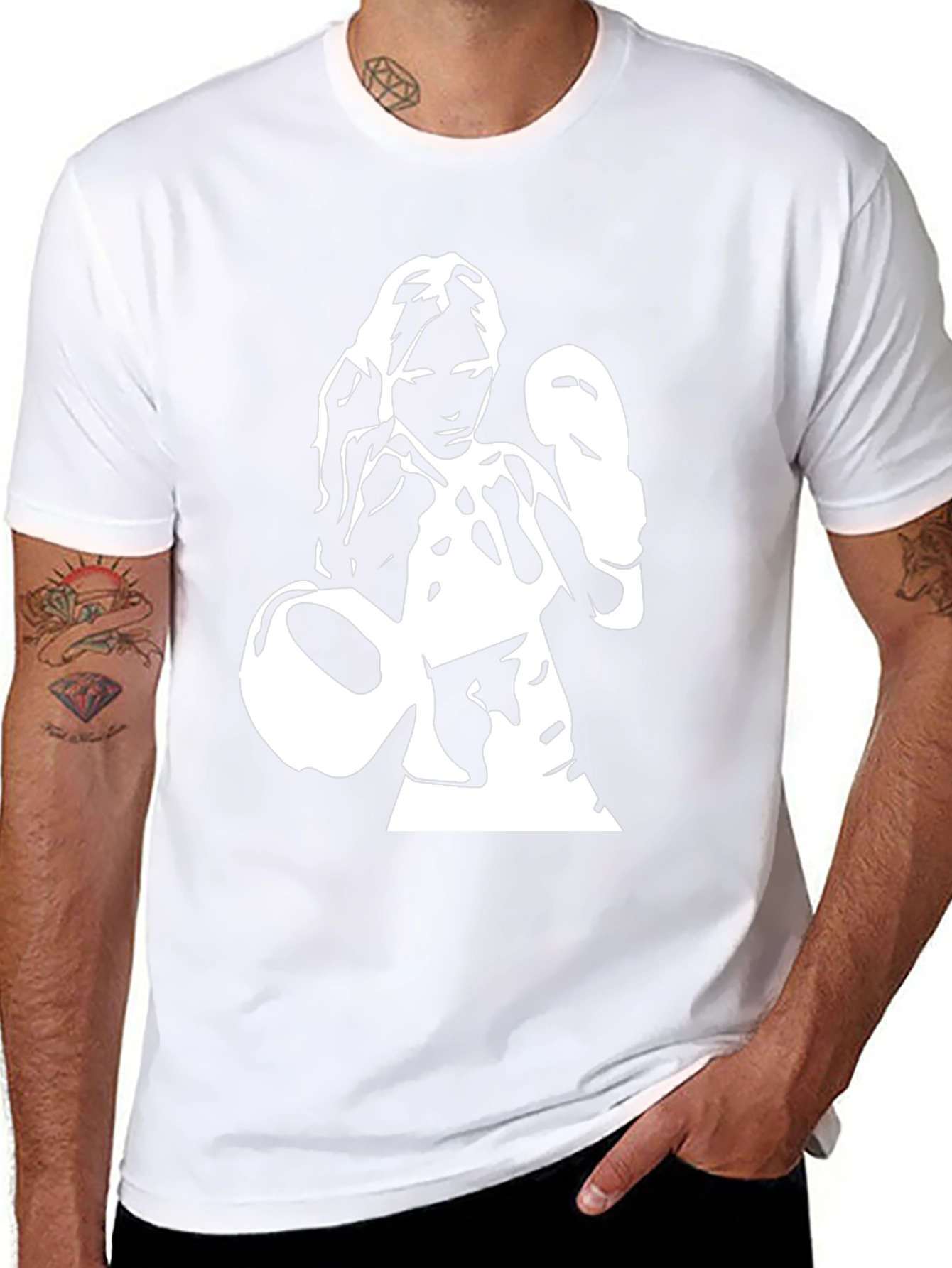 Boxer Woman Graphic Tee - Black Cotton Shirt