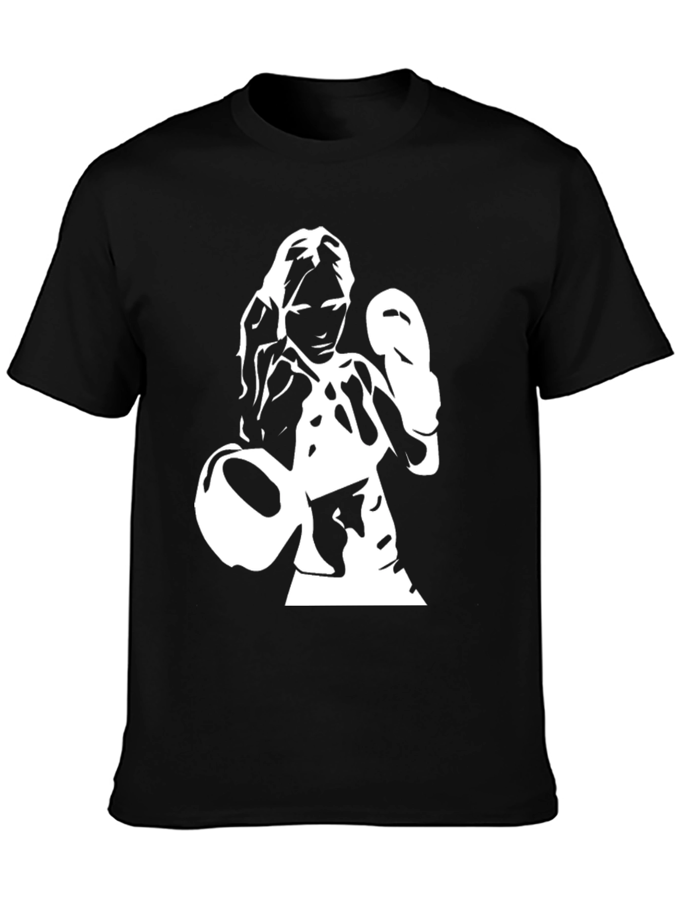 Boxer Woman Graphic Tee - Black Cotton Shirt