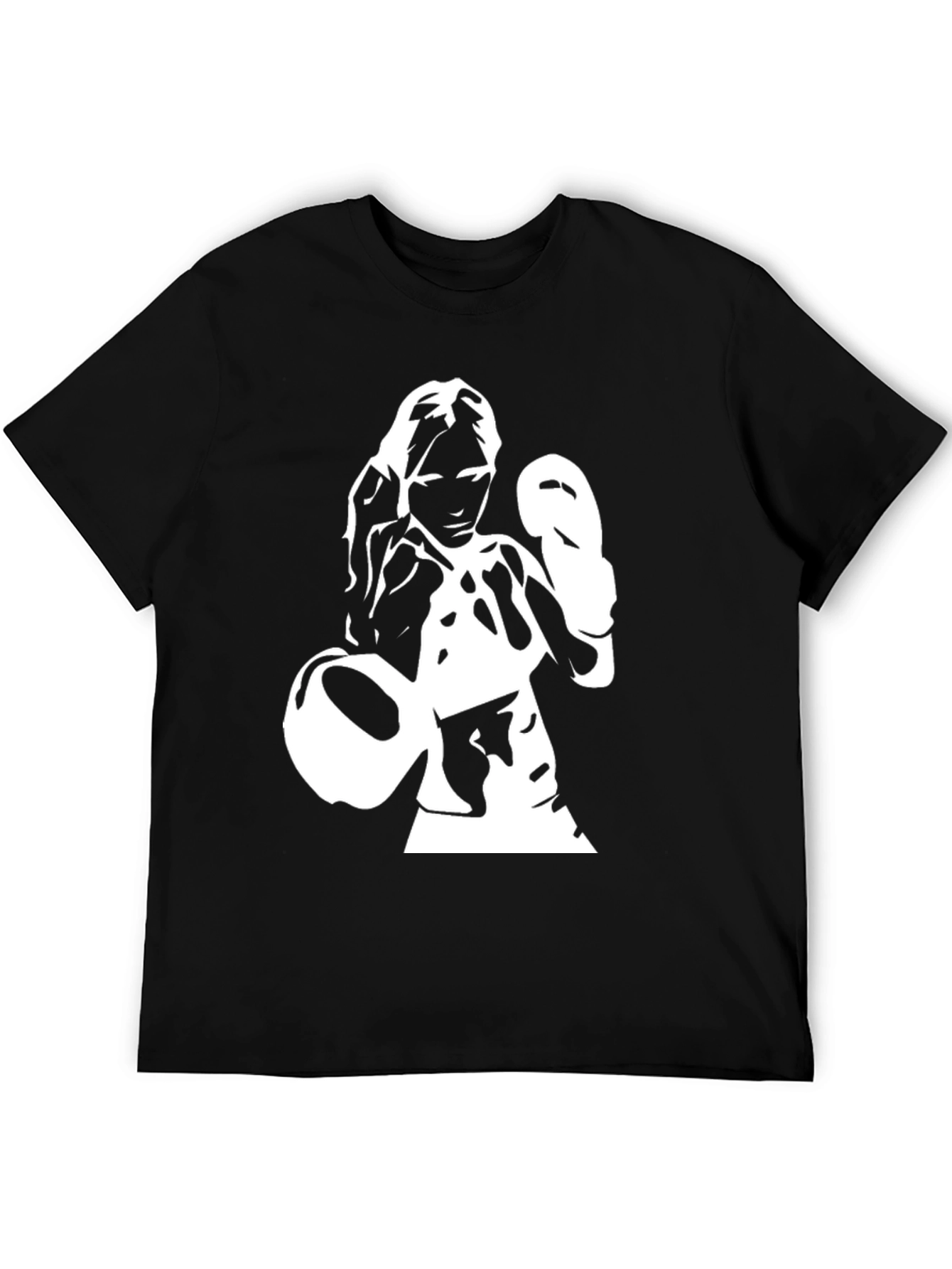 Boxer Woman Graphic Tee - Black Cotton Shirt