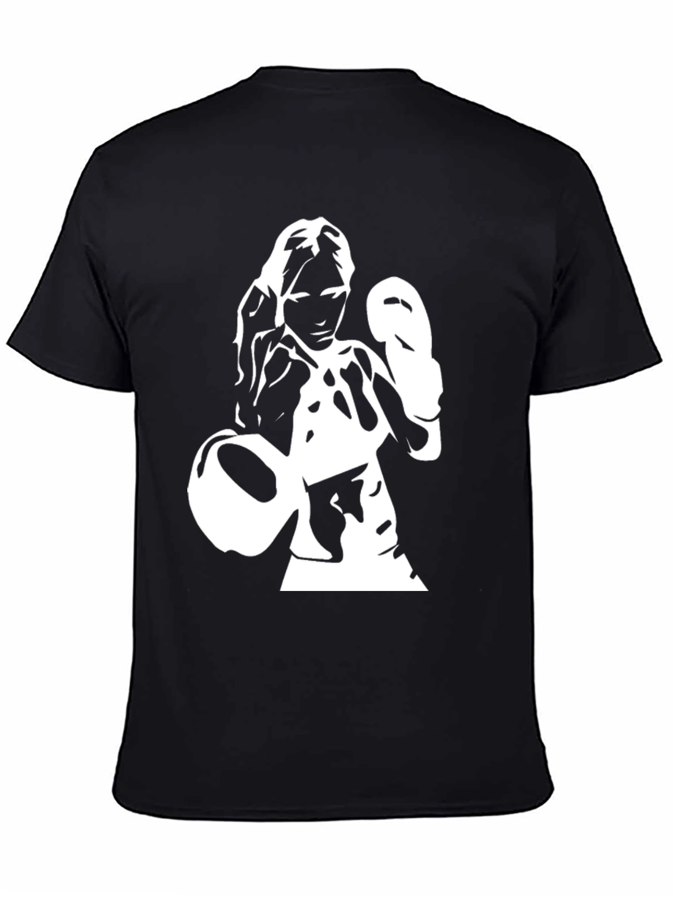 Boxer Woman Graphic Tee - Black Cotton Shirt
