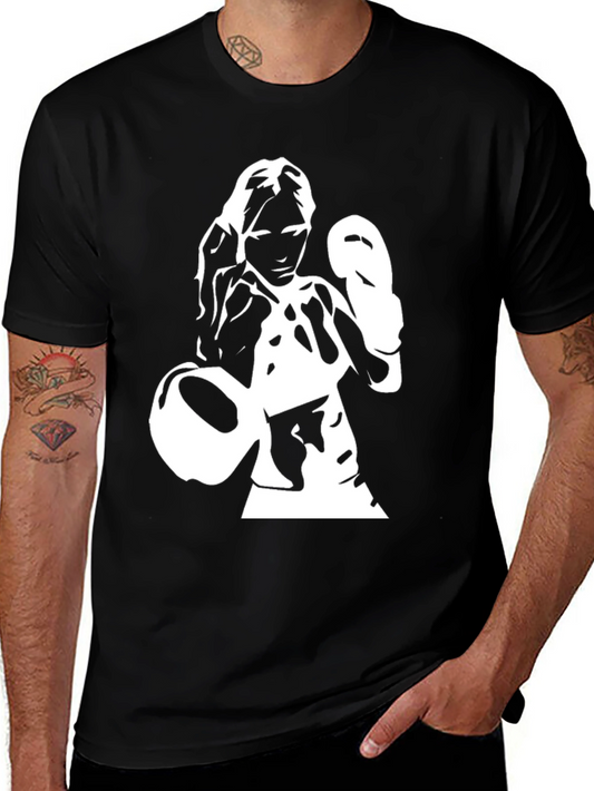 Boxer Woman Graphic Tee - Black Cotton Shirt