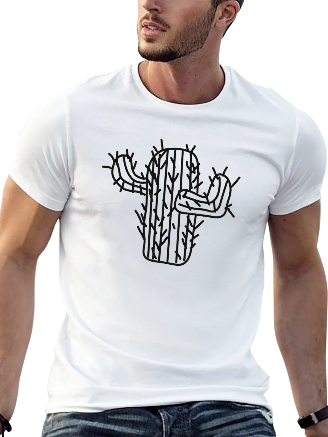 Mens Black Graphic Tee - Modern Skull Design